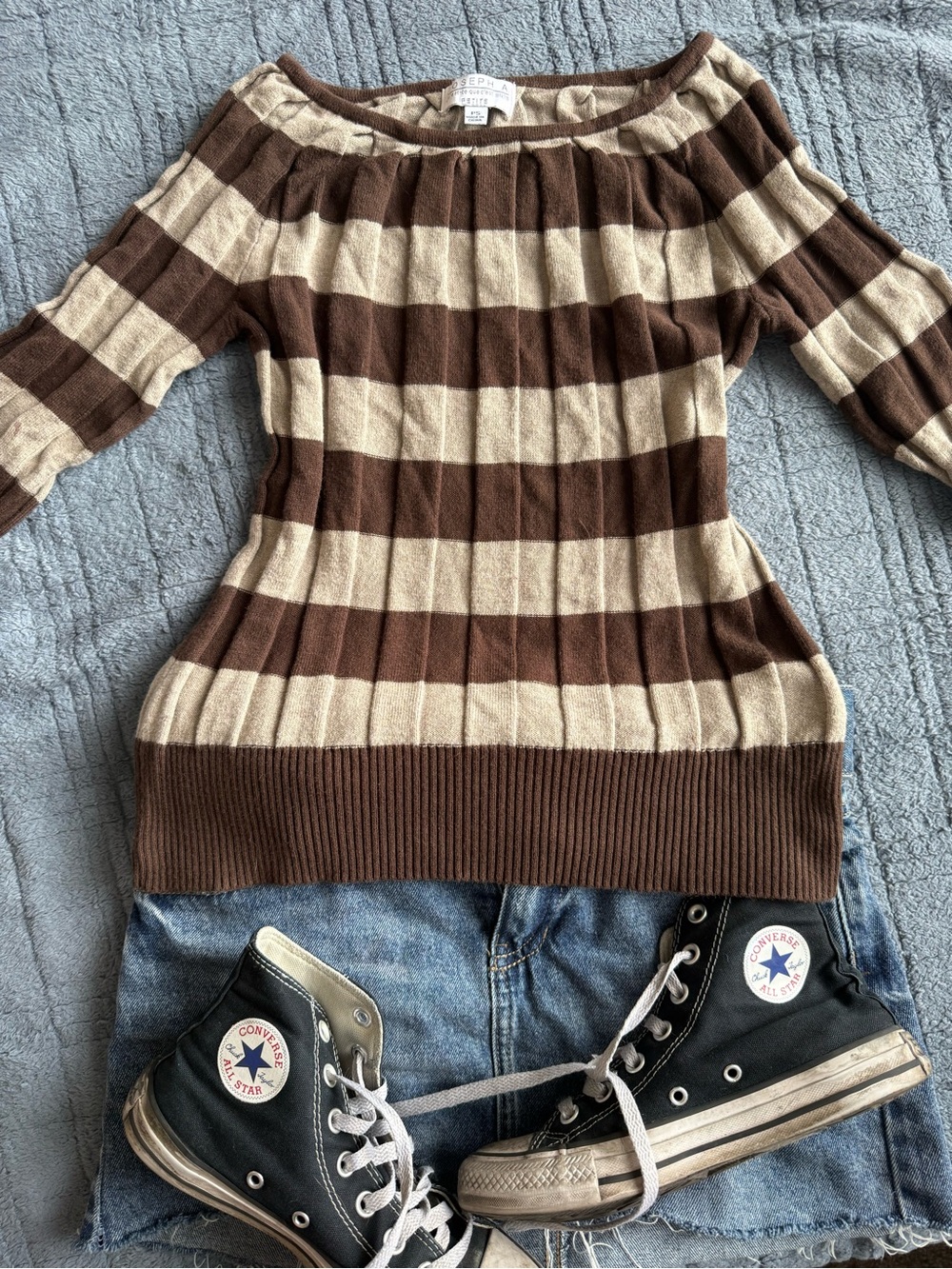 y2k Joseph A. Qu'est-ce Que C'est Silk, ribbed striped sweater 🤎